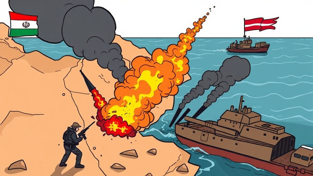 국제 정세: 이란 전쟁 장기화와 지정학적 리스크 (cartoon 스타일)