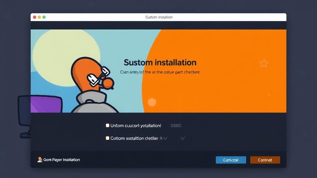 곰플레이어 설치 시 주의사항 (cartoon 스타일)