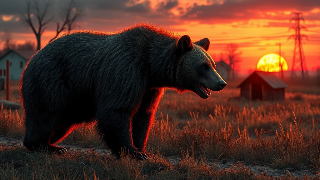 곰 출몰 원인: 서식지 & 먹이 (realistic 스타일)