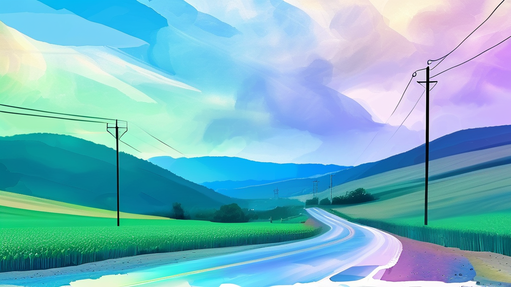 전력 수요 폭증, 산업 성장의 핵심 동력 (watercolor 스타일)