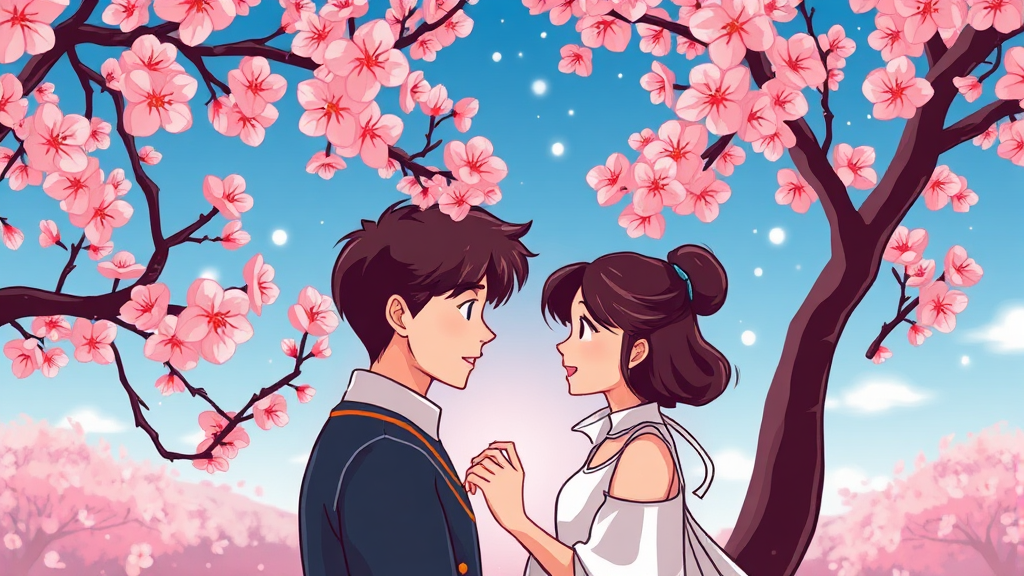 벚꽃의 꽃말: 순수한 사랑과 인내의 의미 (cartoon 스타일)
