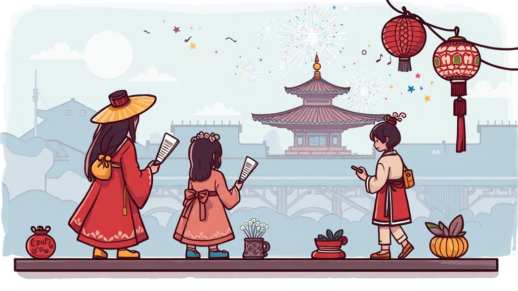 인천공항 전통문화체험 (cartoon 스타일)