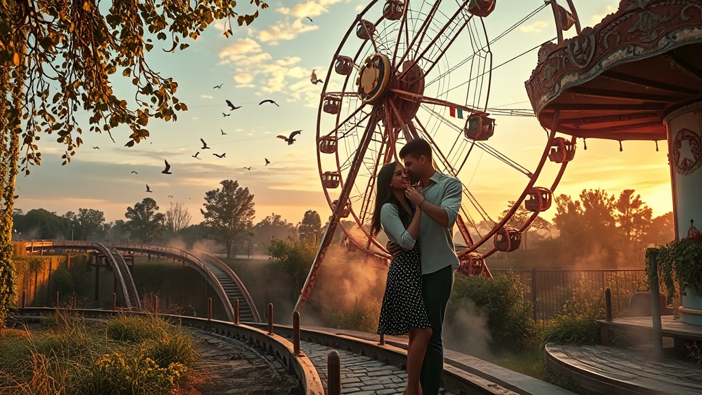 놀이기구 꿈 해몽: 종류와 감정 (realistic 스타일)