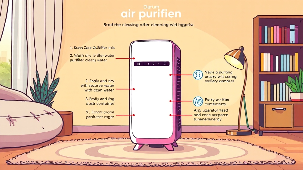 필터 시스템 청소 및 관리 (cartoon 스타일)