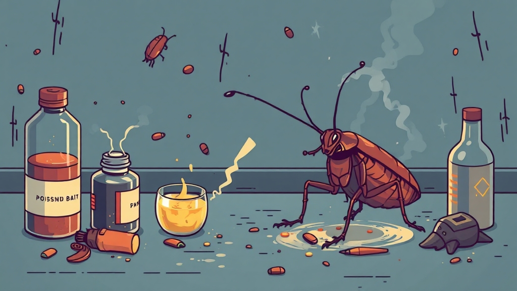 바퀴벌레 퇴치 제품 및 사용법 (illustration 스타일)