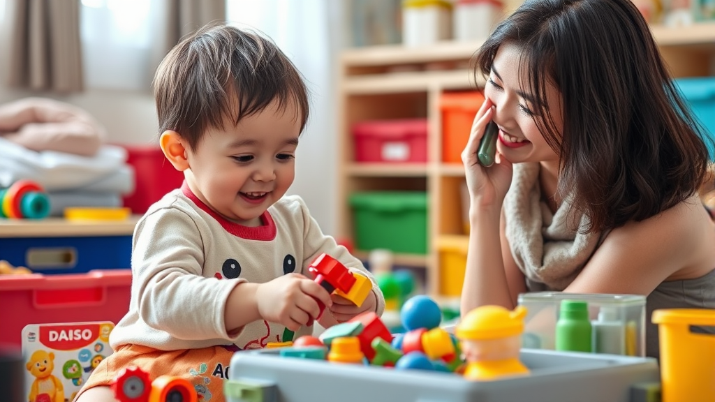 육아 고민 해결! 다이소 활용법 (realistic 스타일)