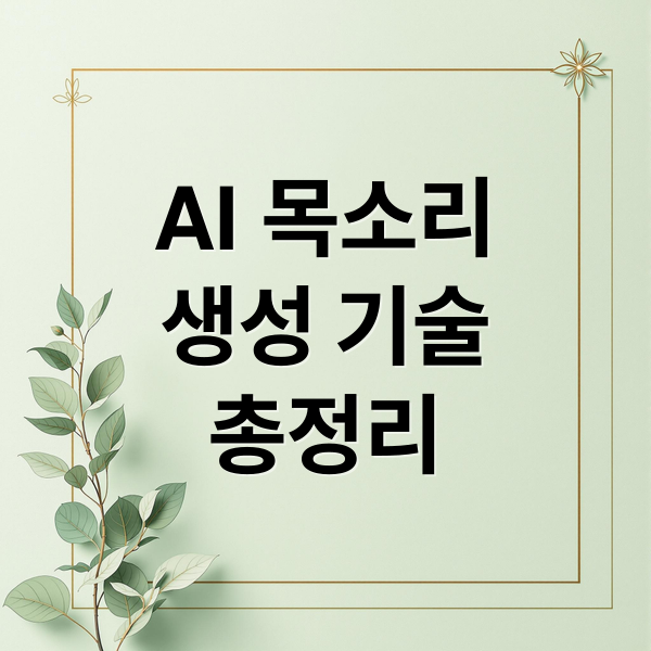 AI 목소리
생성 기술
총정리 (AI 목소리 생성 기술)