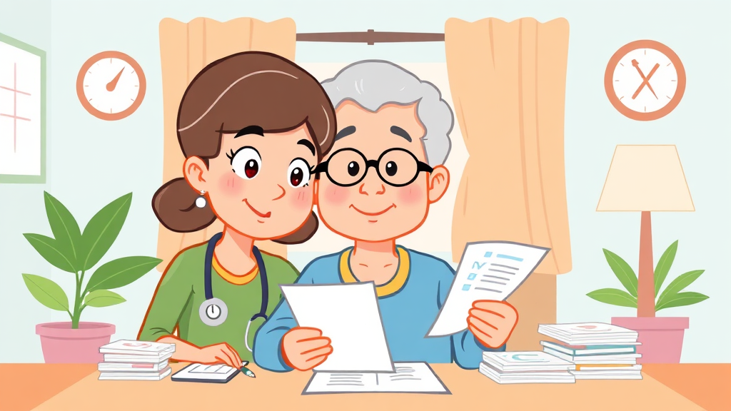 입소 전 필수 서류 및 건강 상태 파악 (cartoon 스타일)