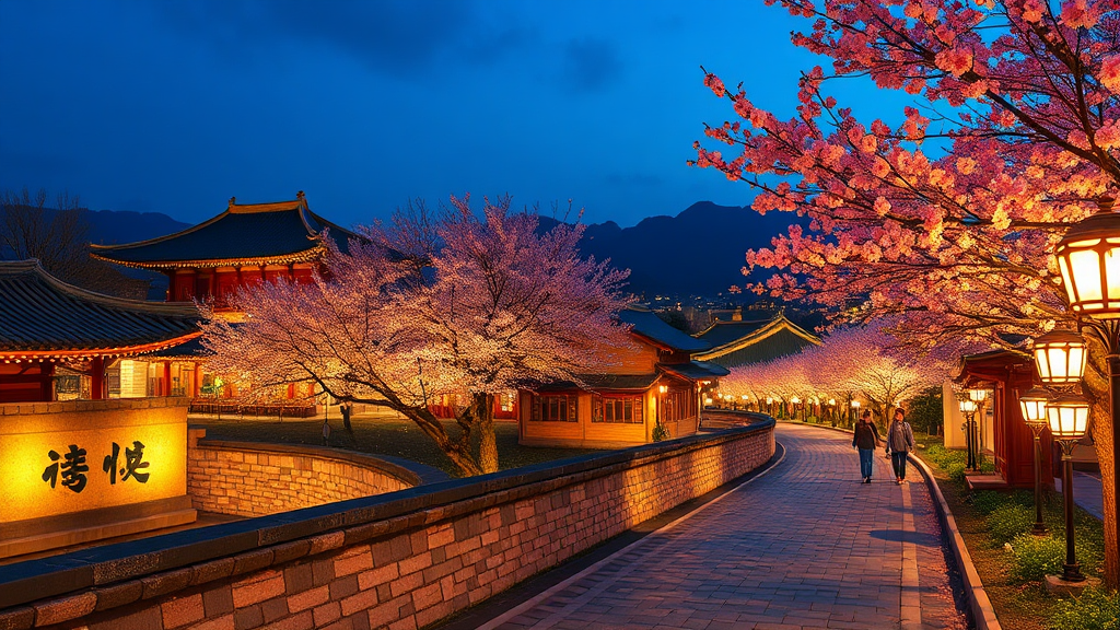 경주 벚꽃 명소: 천년 고도의 봄 (realistic 스타일)