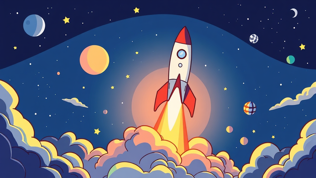 우주 경제 시대: 스페이스X의 역할 (cartoon 스타일)