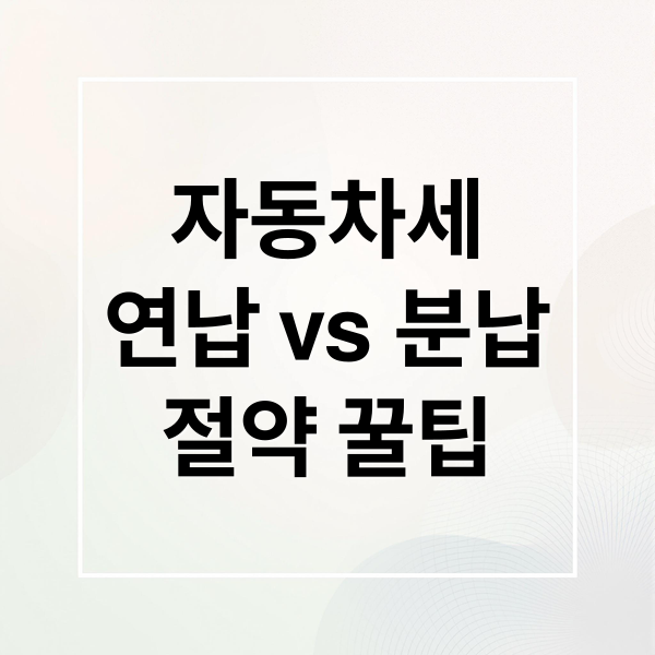 자동차세
연납 vs 분납
절약 꿀팁 (연납 vs 분납, 자동차 보험료 진짜 아끼는 방법은? 할인율 비교 분석)