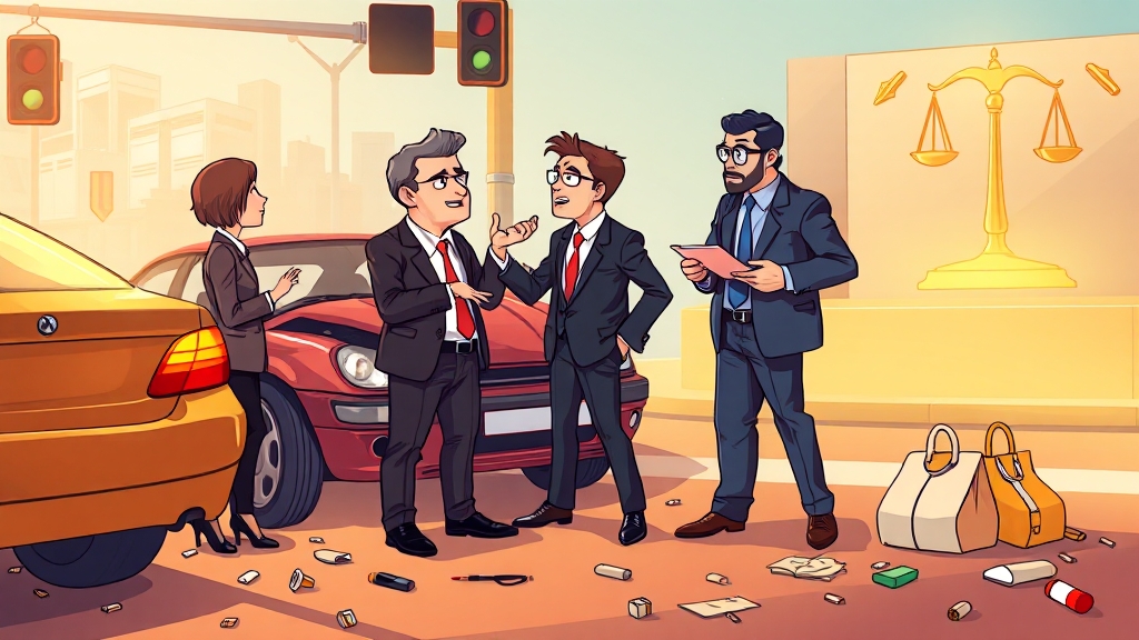 과실 비율 불만족, 법적 대처 (cartoon 스타일)