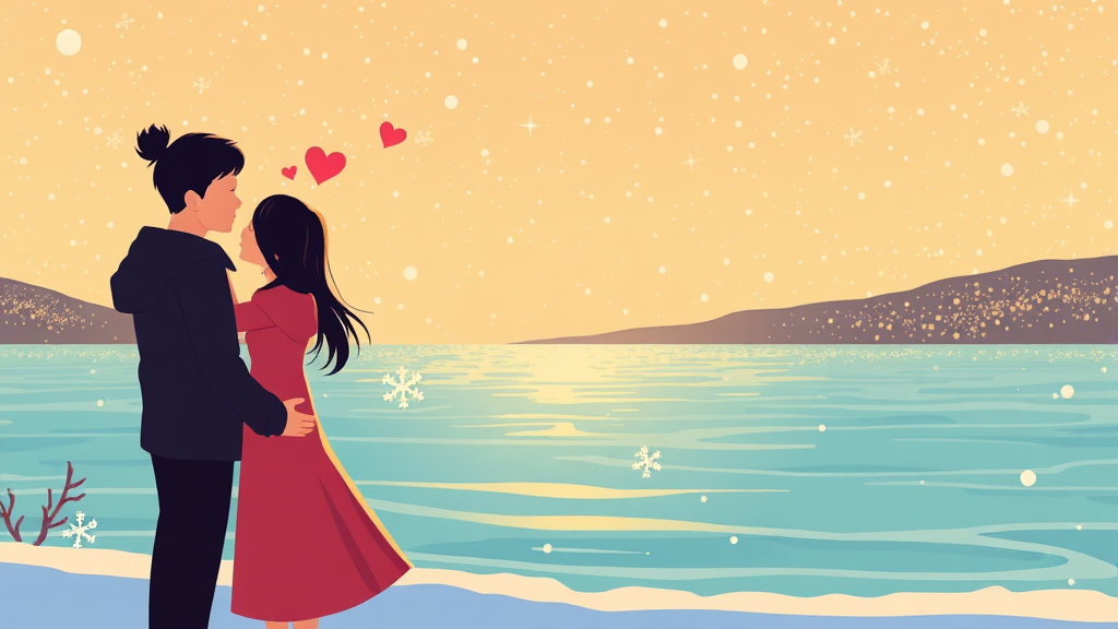 커플 & 가족: 겨울 여행 추천 코스 (cartoon 스타일)