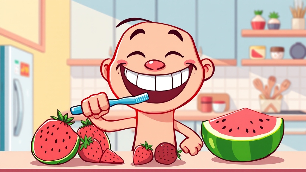 치아 흔들림, 일상생활에서 예방하는 방법 (cartoon 스타일)