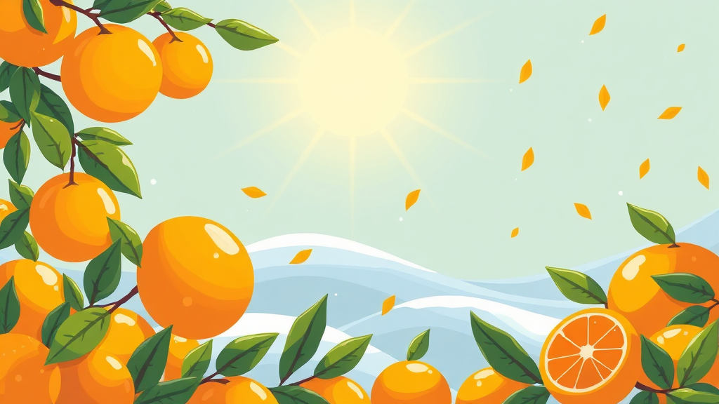 감귤류 과일, 비타민 C 듬뿍! (cartoon 스타일)