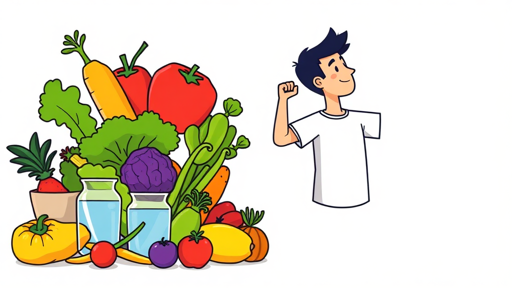 맹장염 예방을 위한 생활 습관 (cartoon 스타일)