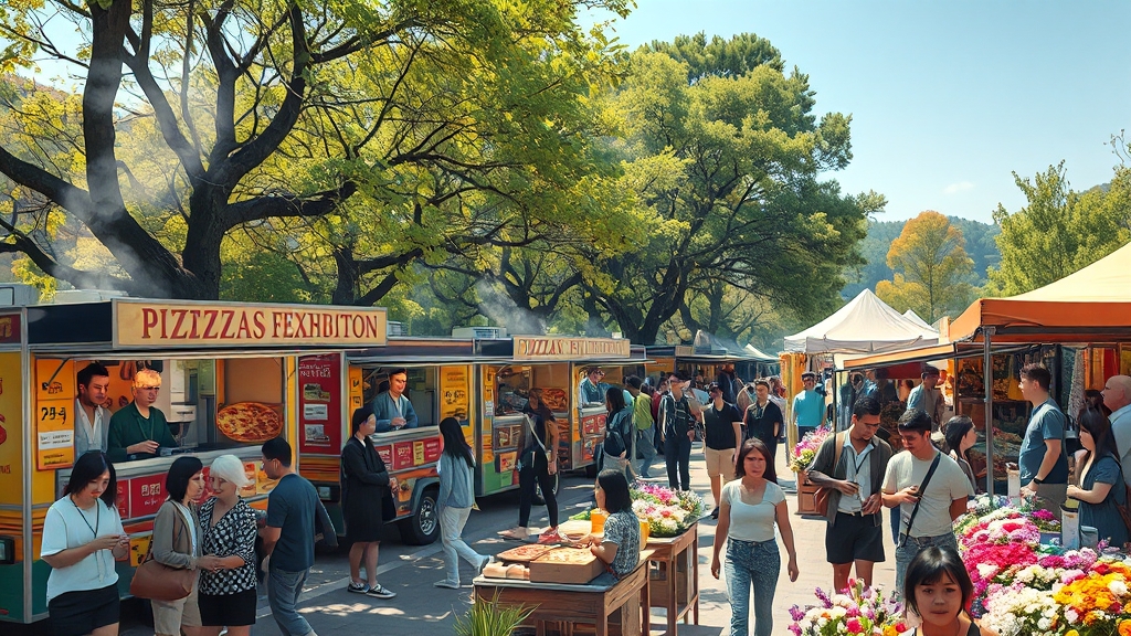 푸드트럭, 마켓 및 주변 정보 (realistic 스타일)