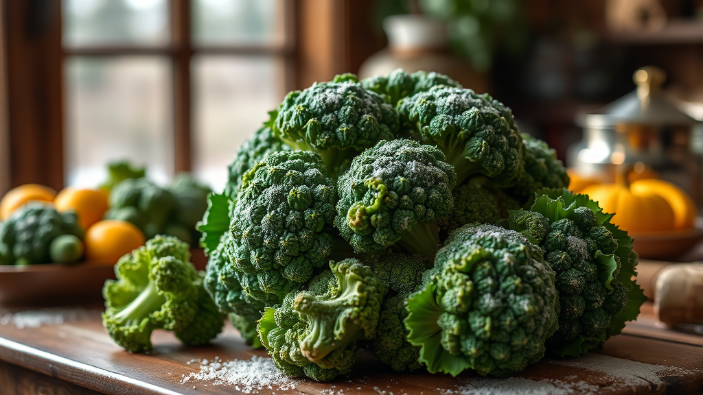 브로콜리: 비타민 C의 보고 (realistic 스타일)