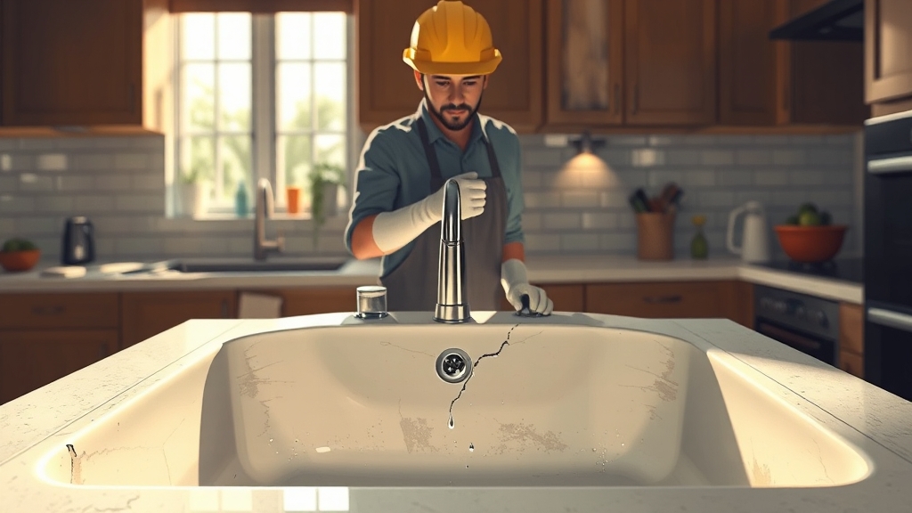 싱크대 크랙, 왜 복구해야 할까요? (illustration 스타일)