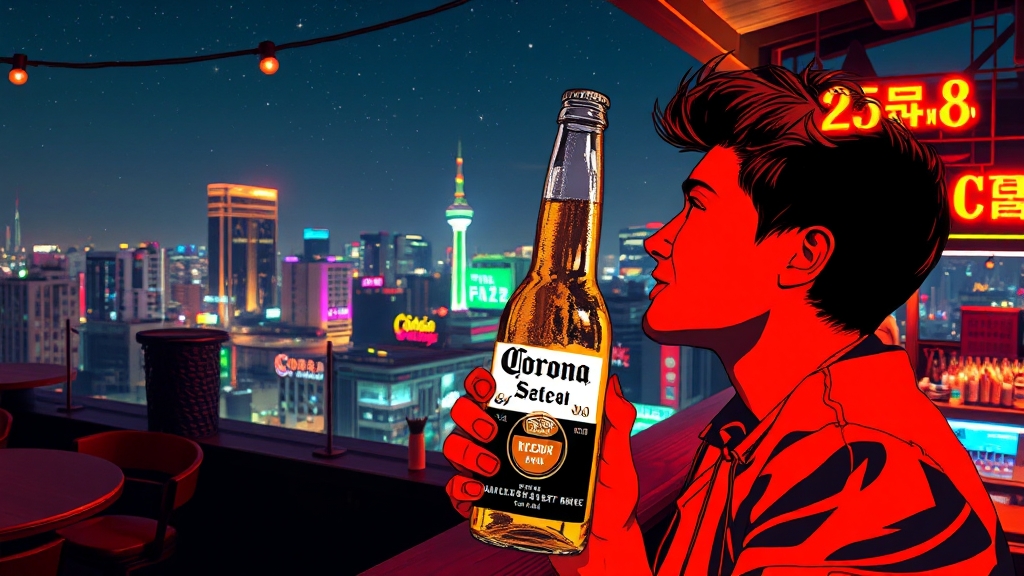 코로나 맥주와 함께하는 휴식 공간 (popart 스타일)