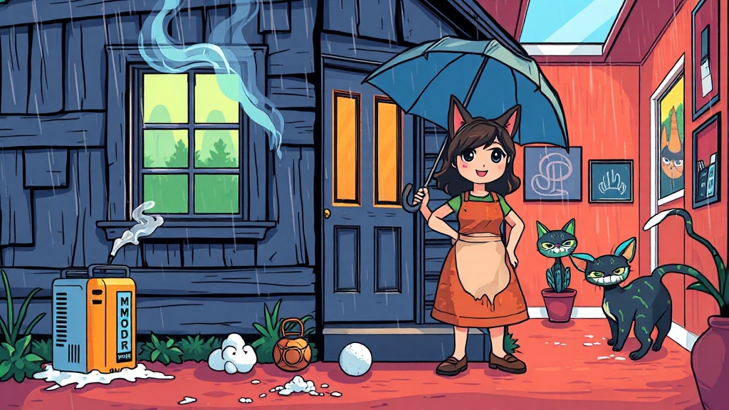 실내 습기 & 곰팡이 예방 (cartoon 스타일)