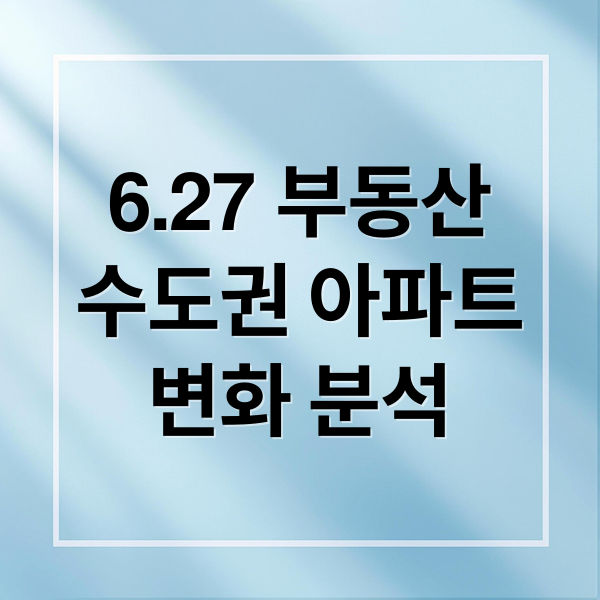 6.27 부동산
수도권 아파트
변화 분석 (6.27 대책 수도권 아파트 시장 변화)