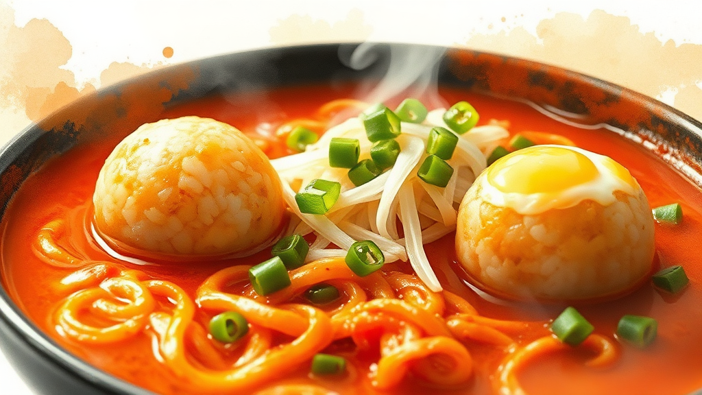 매운 라면 맛있게 먹는 꿀팁 대방출! (watercolor 스타일)