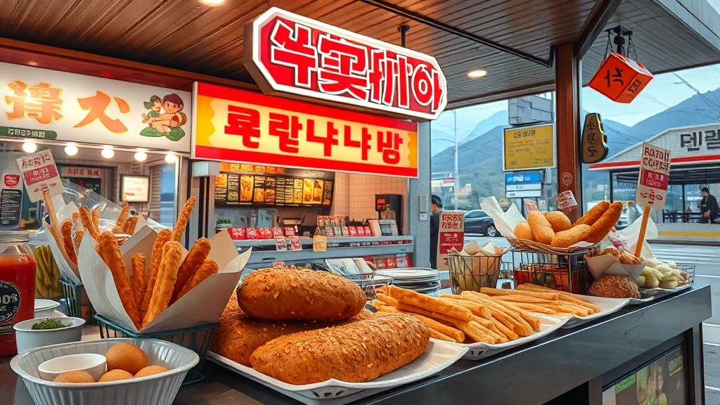 휴게소 맛집 및 먹거리 정보 (realistic 스타일)
