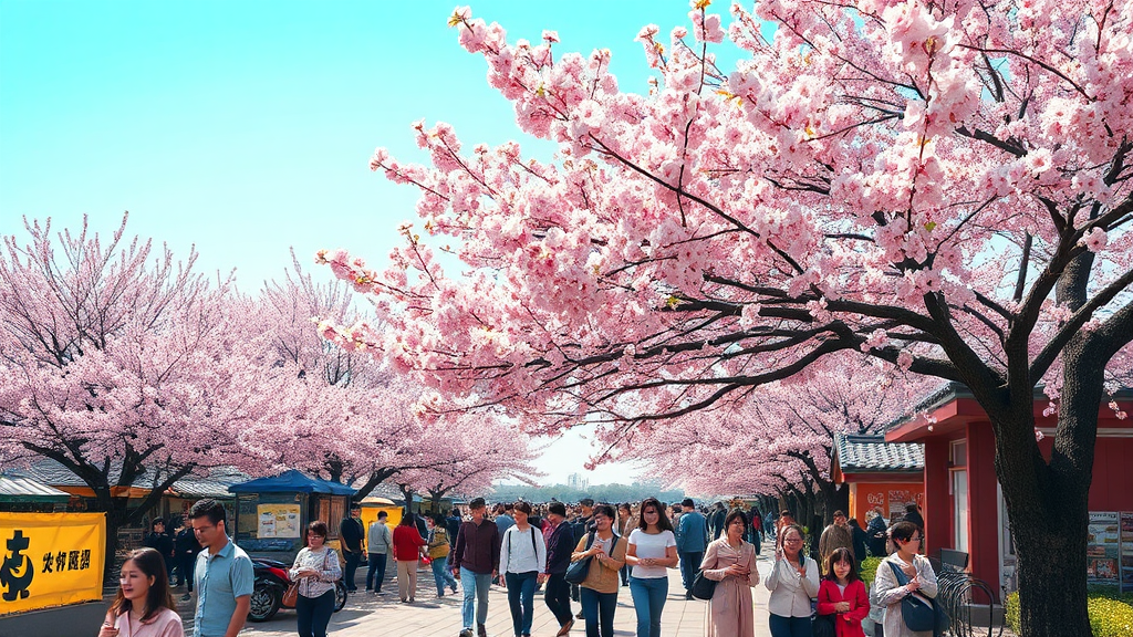 2024년 여의도 벚꽃 축제: 개화 시기 및 예상 정보 (realistic 스타일)