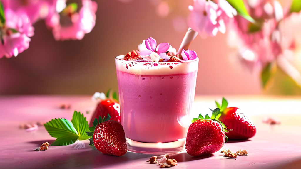 딸기 아사이 레모네이드: 맛과 영양 분석 (realistic 스타일)