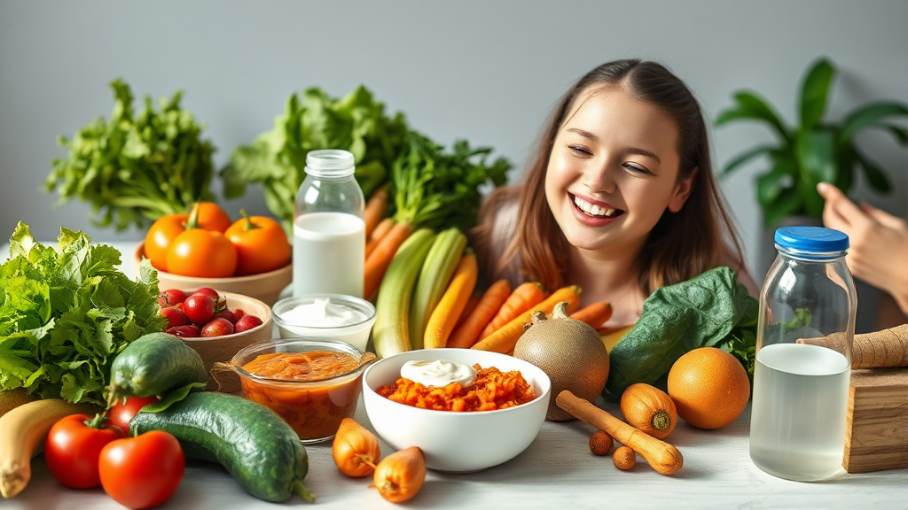 장 건강 식습관 (realistic 스타일)