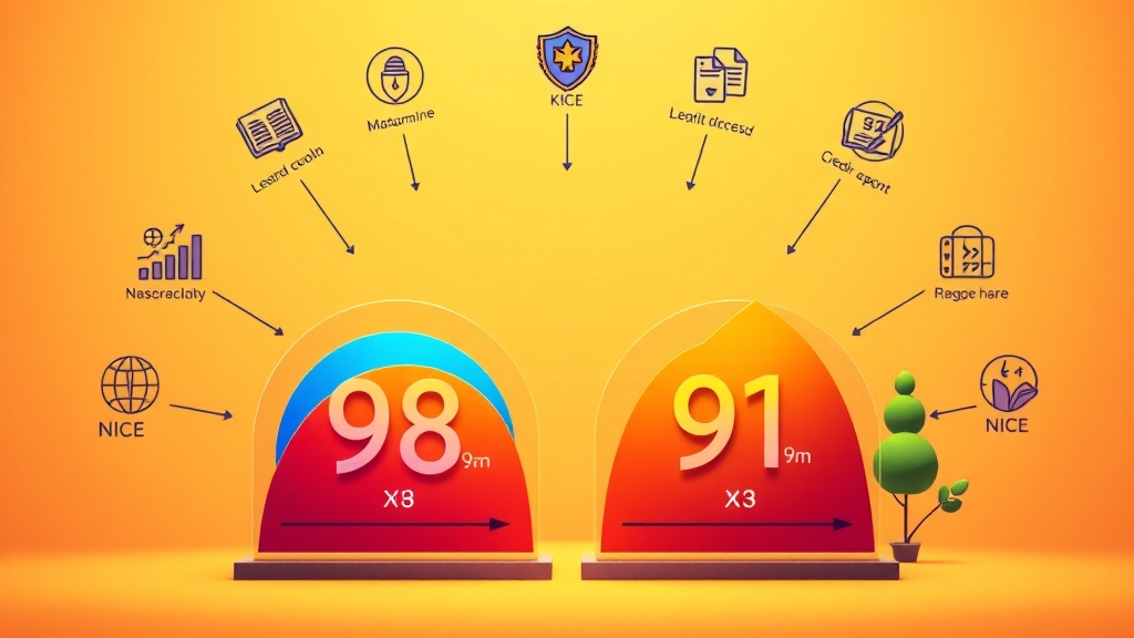 신용평가 기관별 점수 비교 (illustration 스타일)