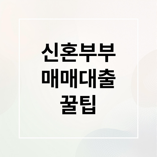 신혼부부
매매대출
꿀팁 (신혼부부 매매대출 신청방법 필요서류)