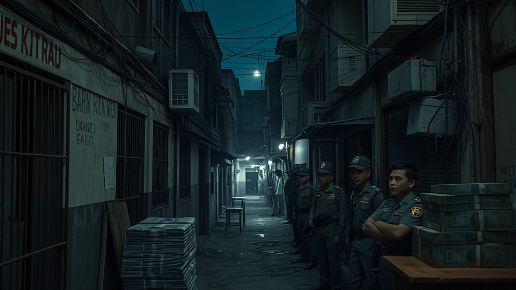 범죄 조직의 운영 방식 및 내부 구조 (realistic 스타일)