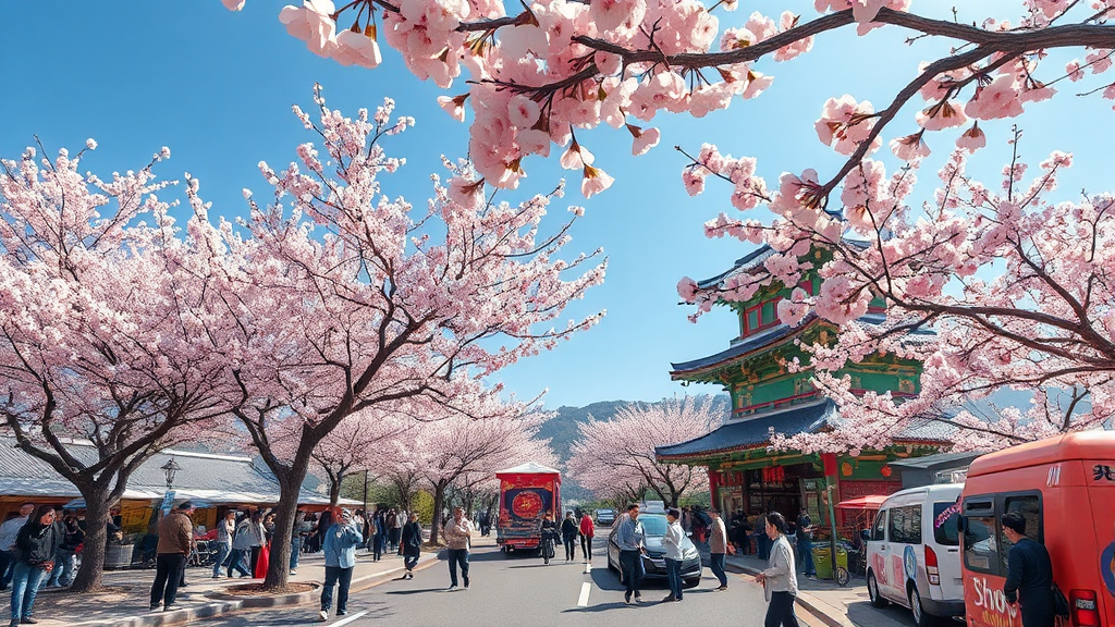 3월 충청북도, 봄꽃과 함께 떠나는 축제 여행 (realistic 스타일)