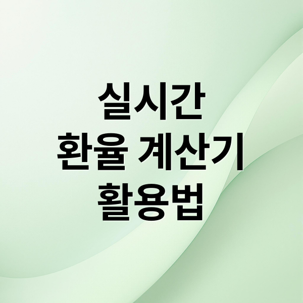 실시간
환율 계산기
활용법 (환전 계산기 활용 팁)