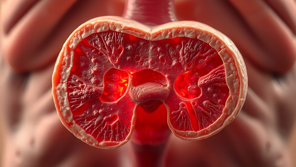 석회화 증상과 암 관계 (realistic 스타일)