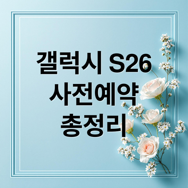 갤럭시 S26 사전예약 총정리