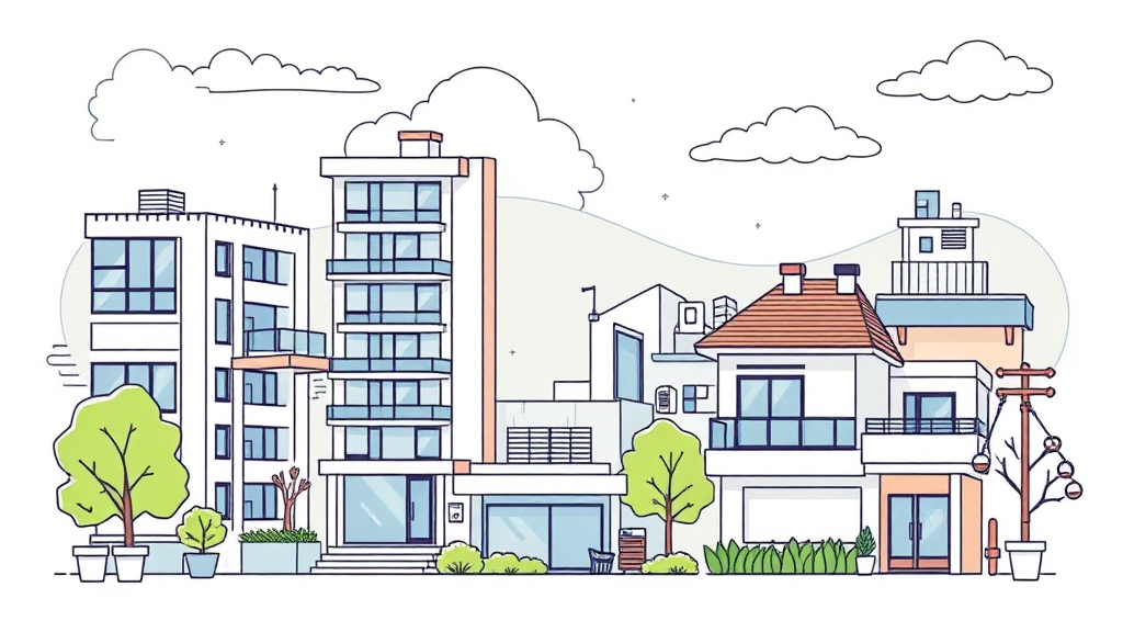 부동산 시장 현황 및 전망 (illustration 스타일)