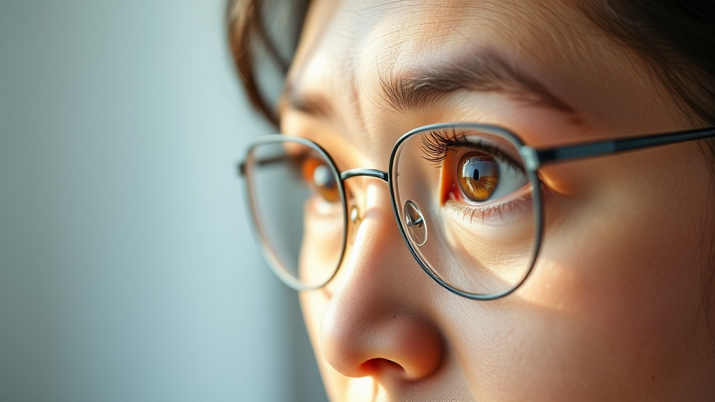 미래 노안 관리: 유베지의 전망과 과제 (realistic 스타일)