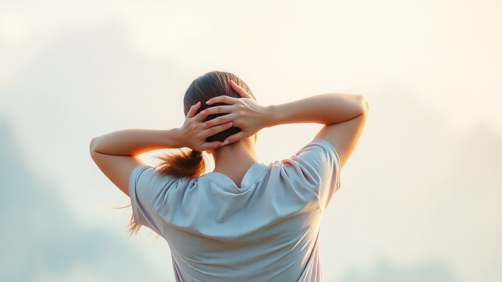 일상 속 목디스크 예방 및 완화를 위한 간단한 운동법 (watercolor 스타일)