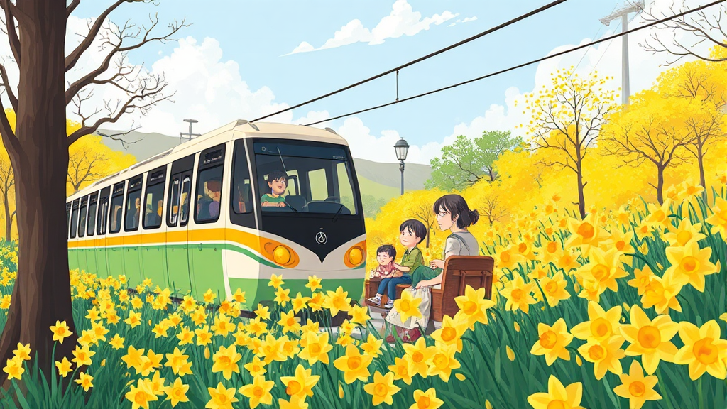 화담숲 모노레일 이용 꿀팁 및 주변 즐길 거리 (illustration 스타일)