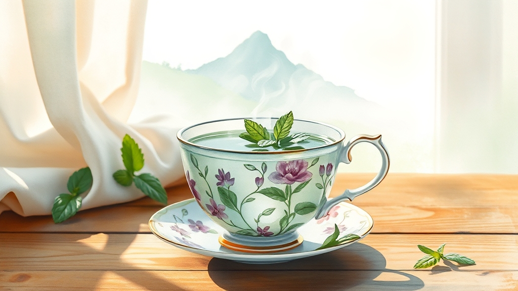 페퍼민트차, 소화에 정말 좋을까? (watercolor 스타일)