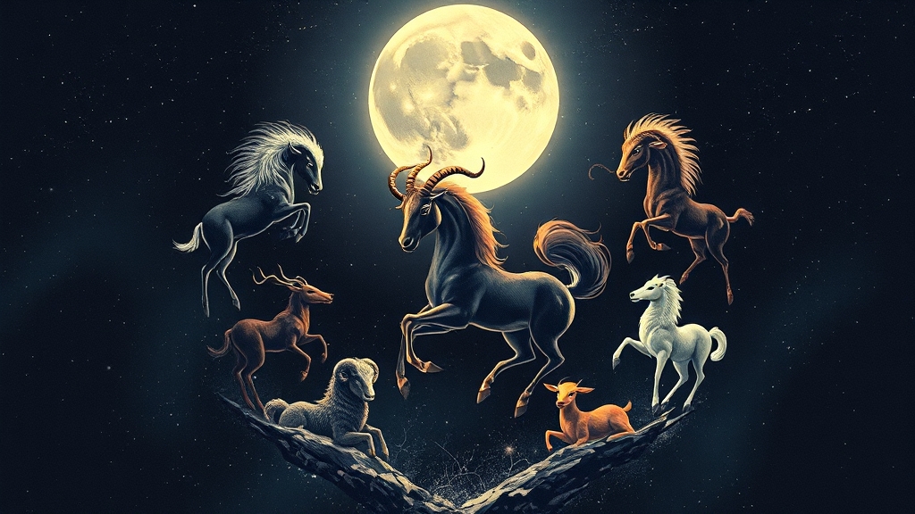 12간지 순서: 동물과 시간 (illustration 스타일)