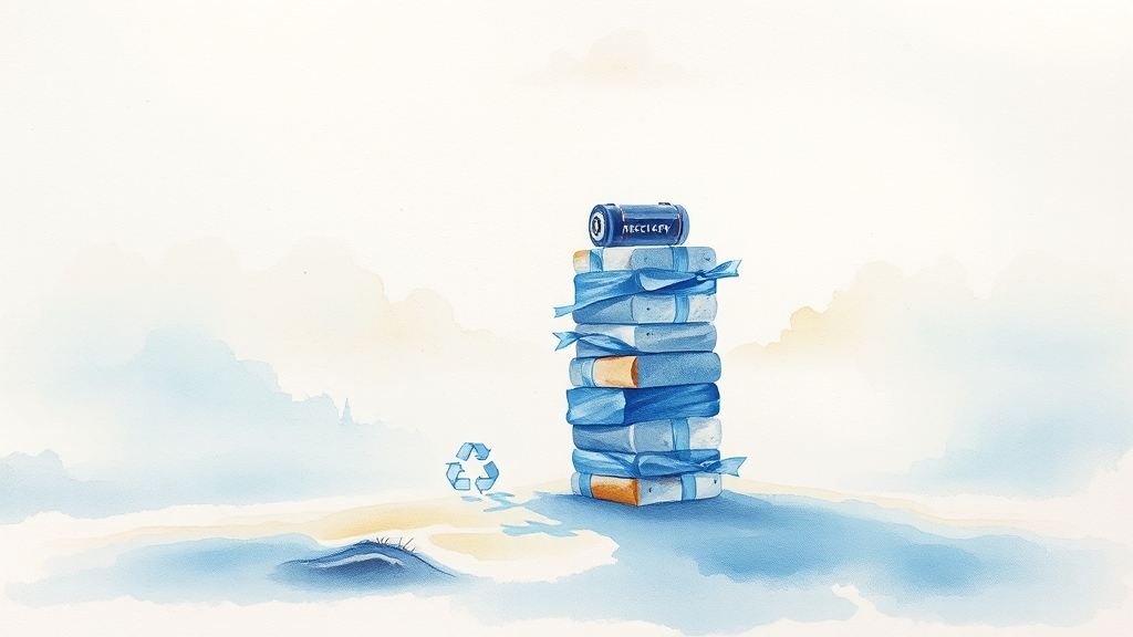 폐건전지, 어떻게 버려야 할까요? (watercolor 스타일)