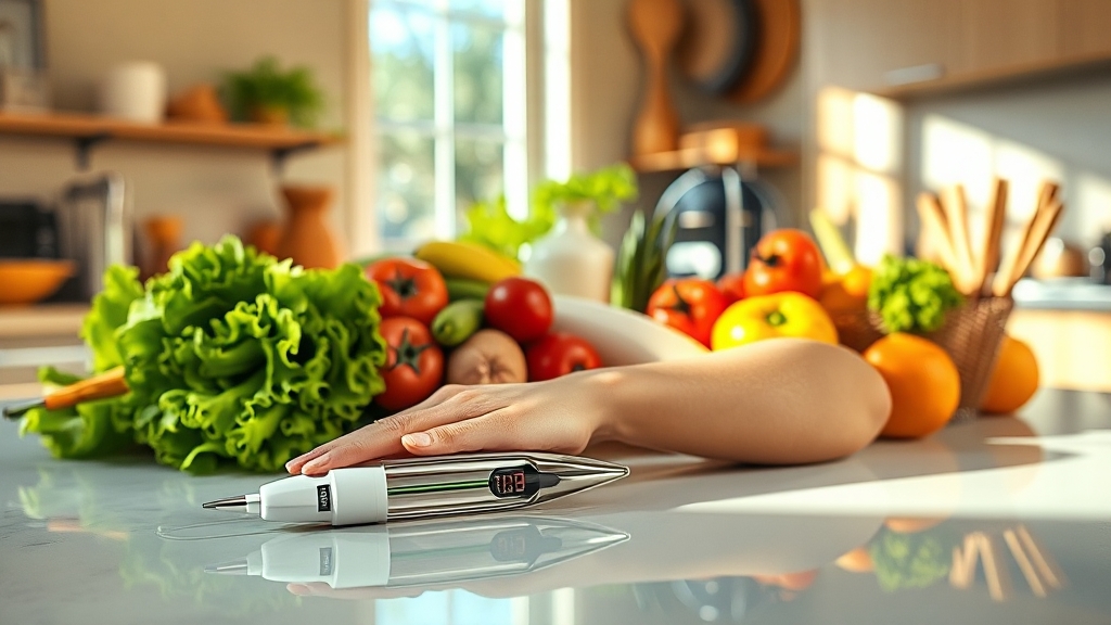 GI/GL 지수, 혈당 관리 나침반 (realistic 스타일)