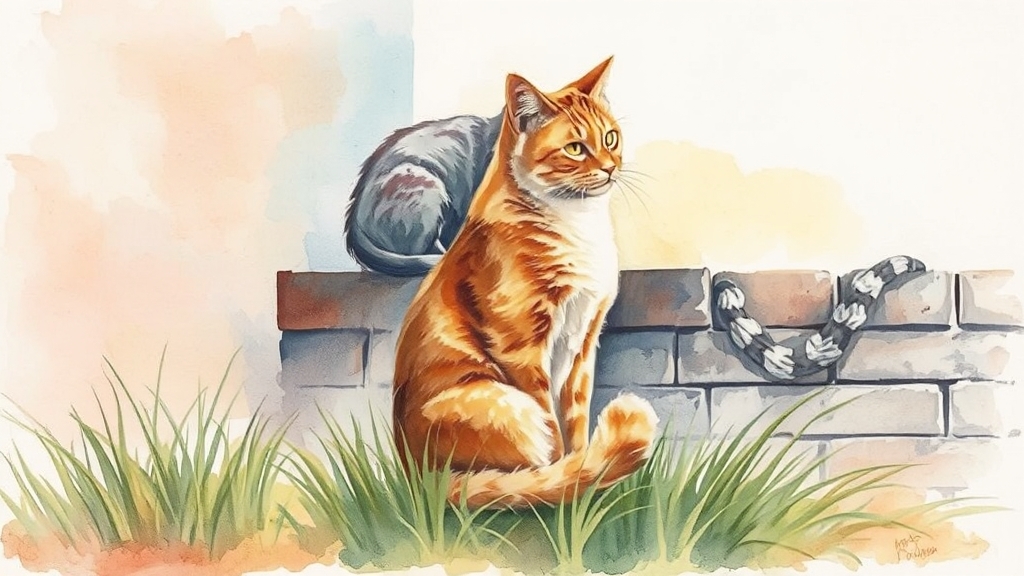 집고양이 vs 길고양이, 수명 차이 왜 날까? (watercolor 스타일)
