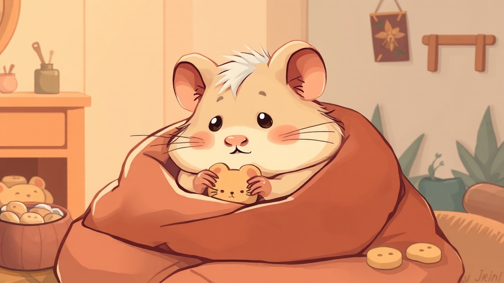 가정에서의 노령 햄스터 관리 (illustration 스타일)