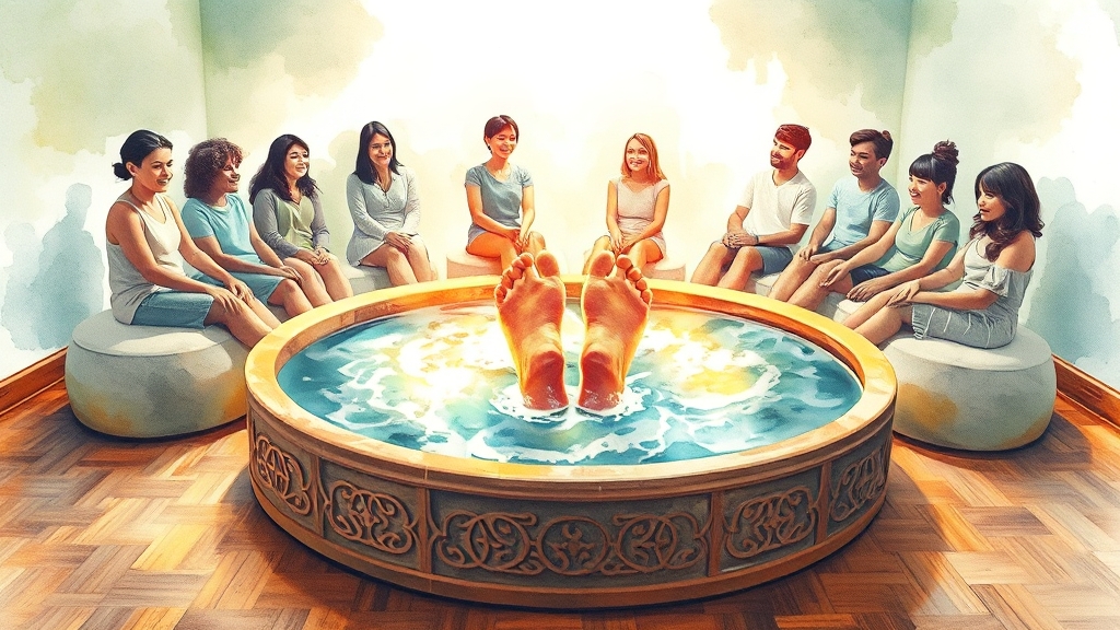 무좀 치료 후 관리 (watercolor 스타일)