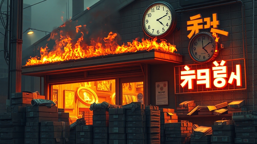 화재로 인한 배송 지연 보상 (realistic 스타일)